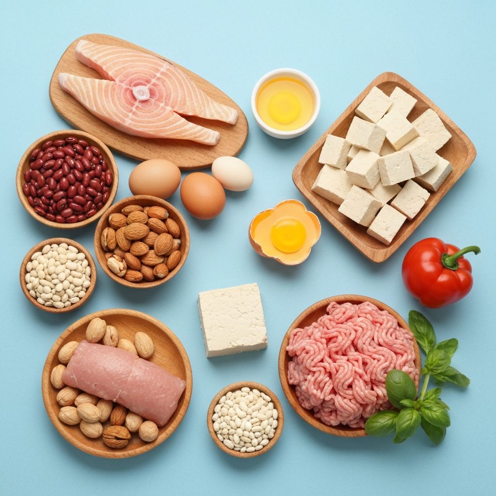 Proteinrika livsmedel som ägg, fisk och linser