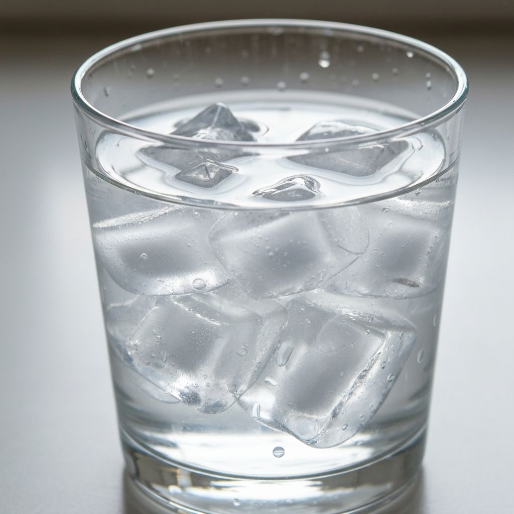 Glas med vatten och is